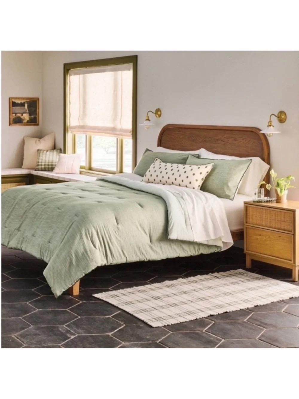 NWT 3pc King Reversible Comforter Set Green - Hearth & Hand with Magnolia